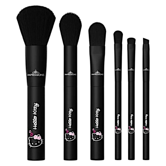 Impressions Vanity Sleek Black Hello Kitty "Just Slay" 6-pc Brush Set - Picture 3 of 6